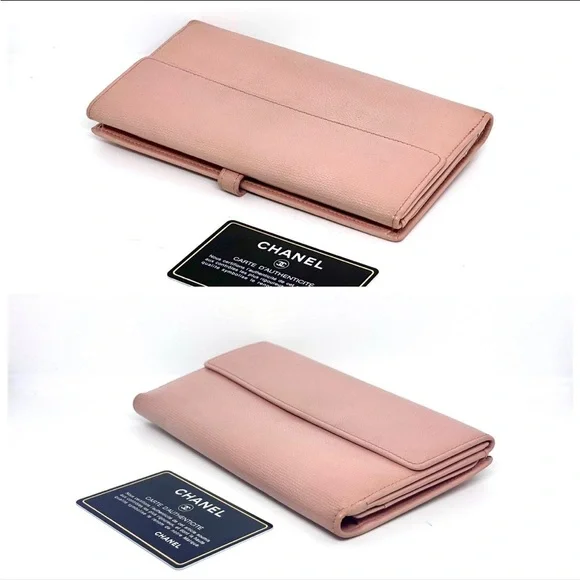 🩷 Chanel Wallet Pink Coco Button Snap Long Bifold w/ Authenticity Card and Box - Picture 6 of 10